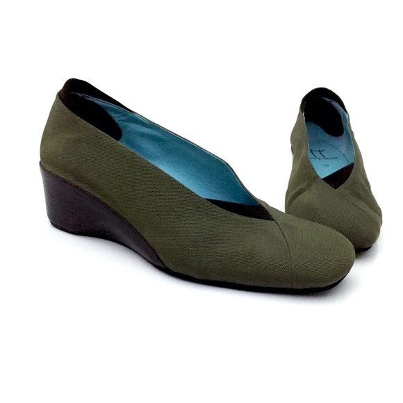 Thierry Rabotin Shoes - Thierry Rabotin - Green Slip-On Canvas Wedges